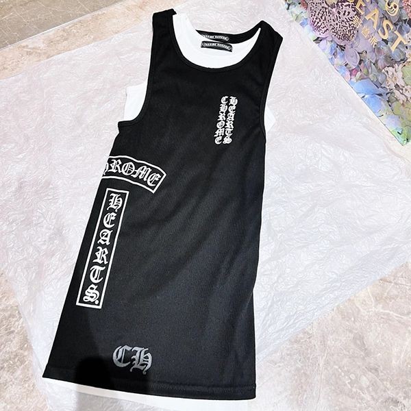 争奪戦【クロムハーツ】リブクロス スクロール 偽物Tank Top キャミソール Kug99882